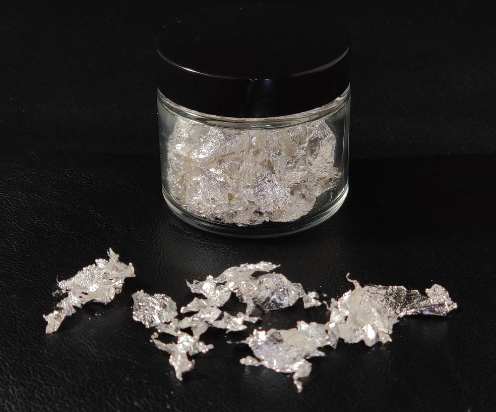 Edible Silver Leaf Flakes Genuine 99.99% Purity - 120mg Bottle